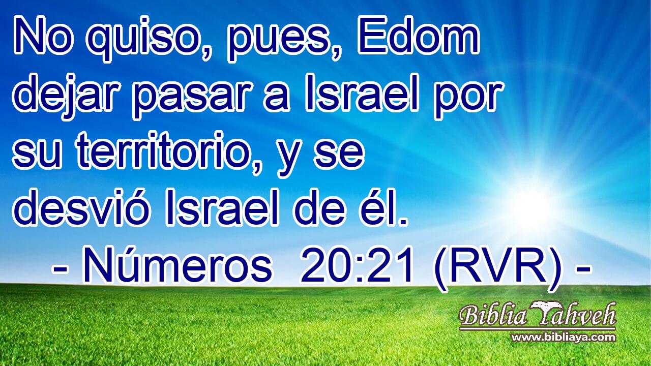 No quiso, pues, Edom dejar pasar a Israel por su territorio, y se desvió Israel de él.