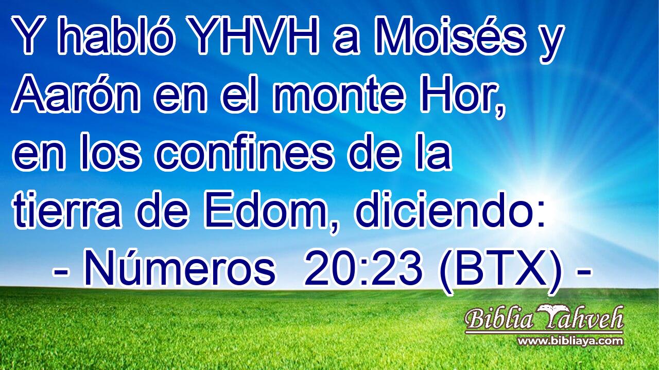 Y habló YHVH a Moisés y Aarón en el monte Hor, en los confines de la tierra de Edom, diciendo: