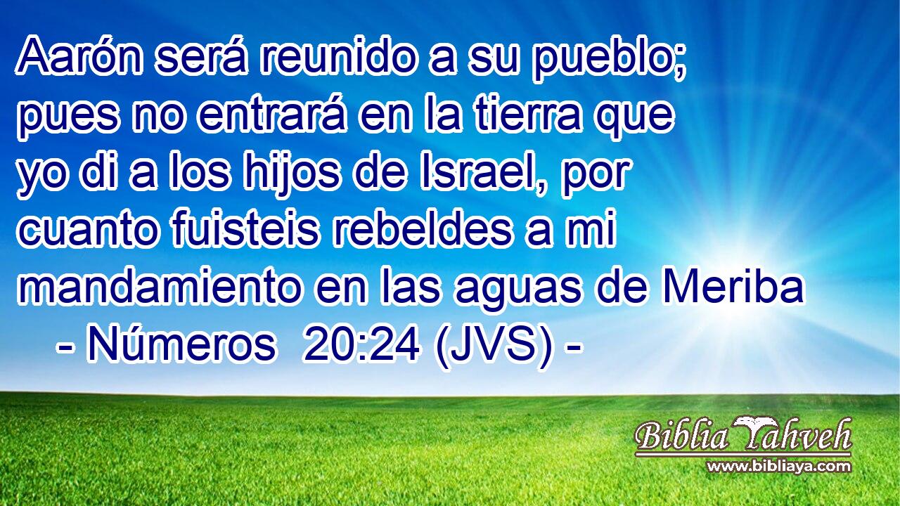 Aarón será reunido a su pueblo; pues no entrará en la tierra que yo di a los hijos de Israel, por cuanto fuisteis rebeldes a mi mandamiento en las aguas de Meriba