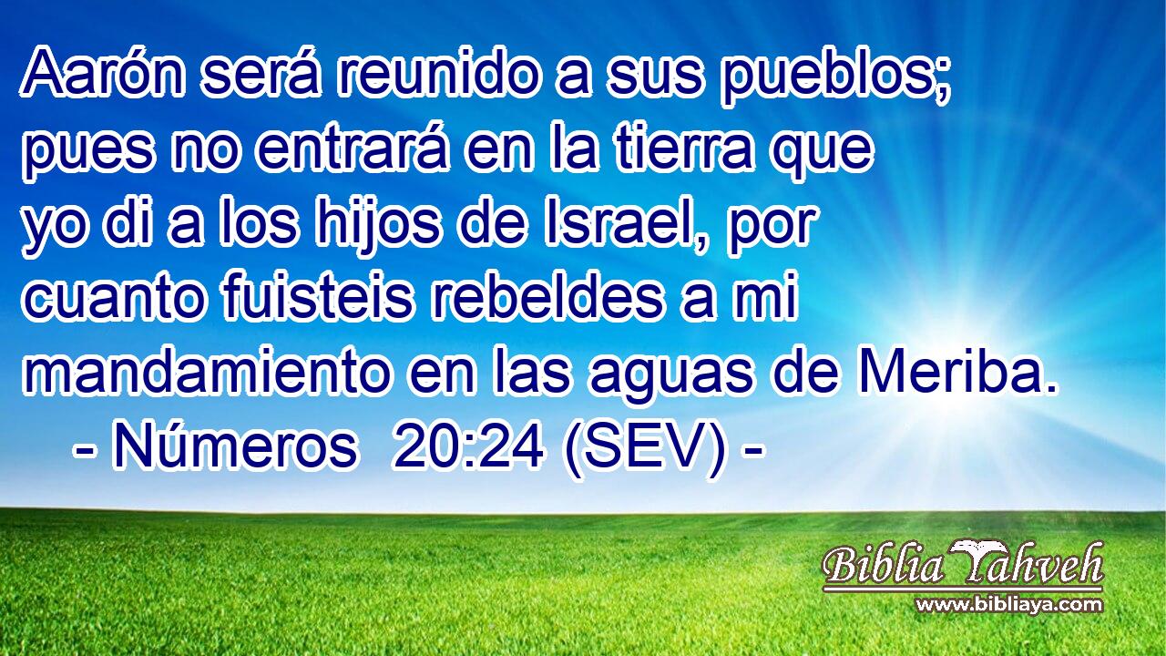 Aarón será reunido a sus pueblos; pues no entrará en la tierra que yo di a los hijos de Israel, por cuanto fuisteis rebeldes a mi mandamiento en las aguas de Meriba.