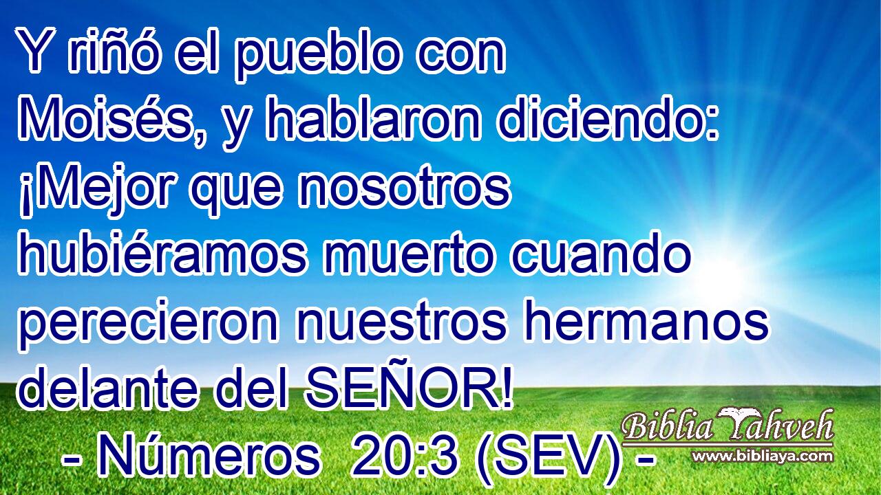 Y riñó el pueblo con Moisés, y hablaron diciendo: ¡Mejor que nosotros hubiéramos muerto cuando perecieron nuestros hermanos delante del SEÑOR!