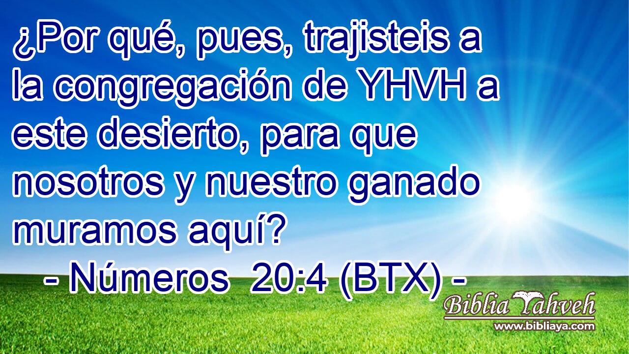 ¿Por qué, pues, trajisteis a la congregación de YHVH a este desierto, para que nosotros y nuestro ganado muramos aquí?