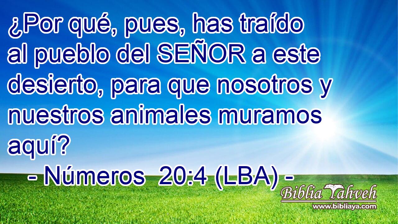 ¿Por qué, pues, has traído al pueblo del SEÑOR a este desierto, para que nosotros y nuestros animales muramos aquí?