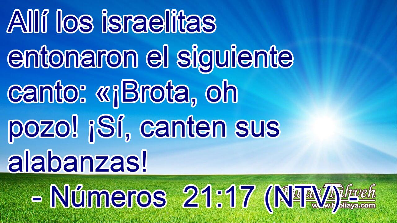 Allí los israelitas entonaron el siguiente canto: «¡Brota, oh pozo! ¡Sí, canten sus alabanzas!