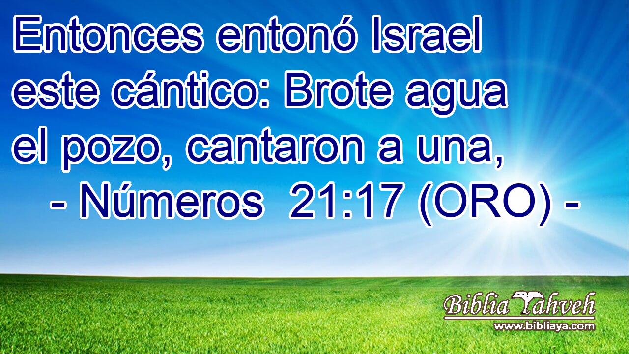  Entonces entonó Israel este cántico: Brote agua el pozo, cantaron a una, 