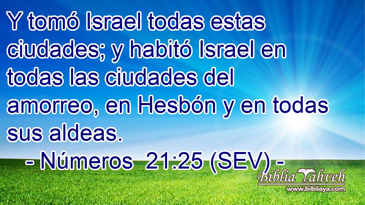 Y tomó Israel todas estas ciudades; y habitó Israel en todas las ciudades del amorreo, en Hesbón y en todas sus aldeas.