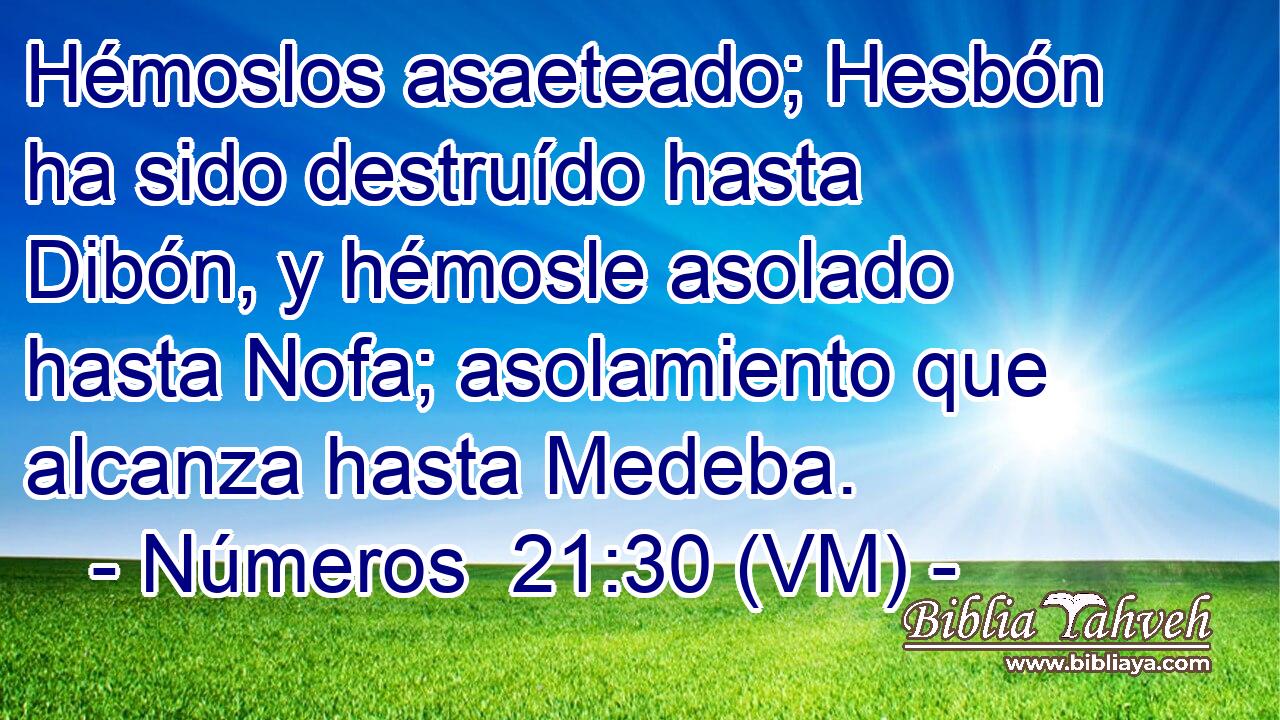  Hémoslos asaeteado; Hesbón ha sido destruído hasta Dibón, y hémosle asolado hasta Nofa; asolamiento que alcanza hasta Medeba. 