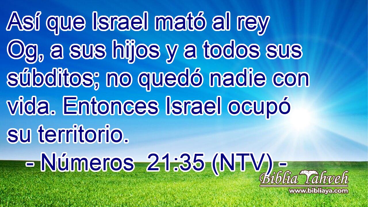 Así que Israel mató al rey Og, a sus hijos y a todos sus súbditos; no quedó nadie con vida. Entonces Israel ocupó su territorio.