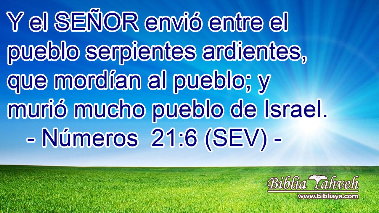 Y el SEÑOR envió entre el pueblo serpientes ardientes, que mordían al pueblo; y murió mucho pueblo de Israel.