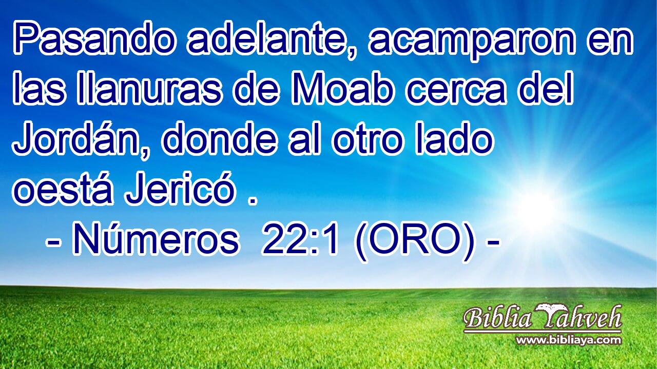  Pasando adelante, acamparon en las llanuras de Moab cerca del Jordán, donde al otro lado oestá Jericó . 