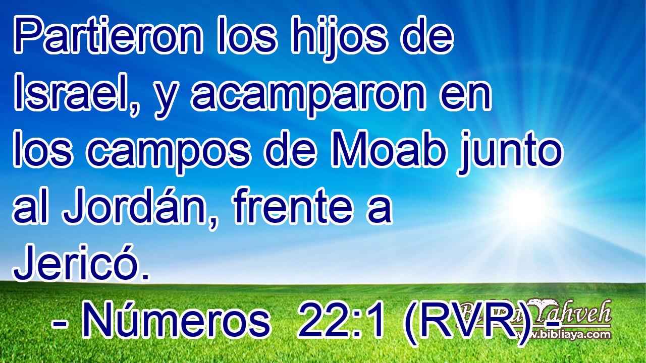Partieron los hijos de Israel, y acamparon en los campos de Moab junto al Jordán, frente a Jericó.