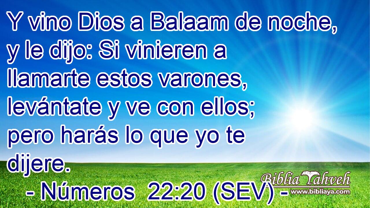 Y vino Dios a Balaam de noche, y le dijo: Si vinieren a llamarte estos varones, levántate y ve con ellos; pero harás lo que yo te dijere.