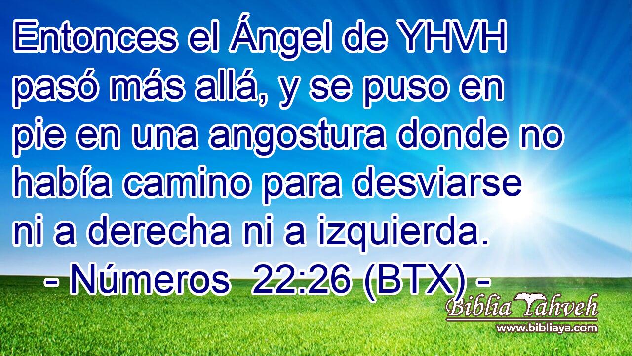 Entonces el Ángel de YHVH pasó más allá, y se puso en pie en una angostura donde no había camino para desviarse ni a derecha ni a izquierda.