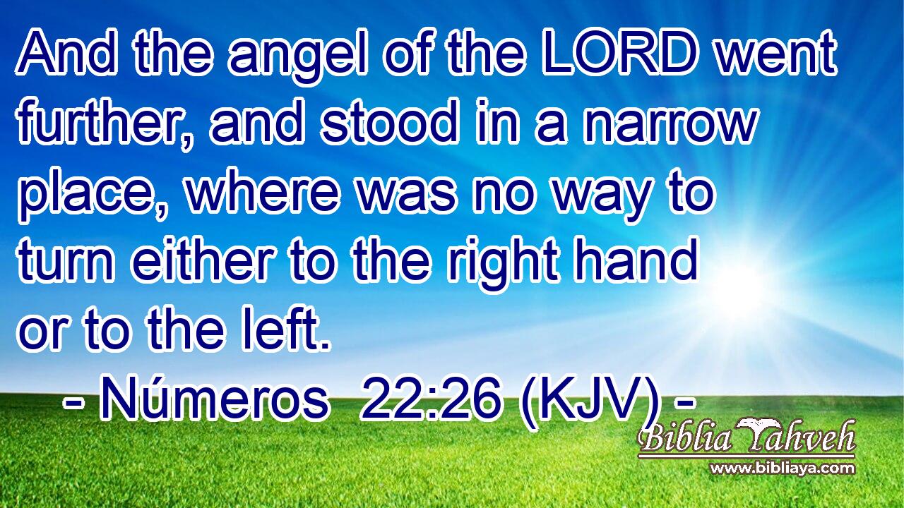 And the angel of the LORD went further, and stood in a narrow place, where was no way to turn either to the right hand or to the left.