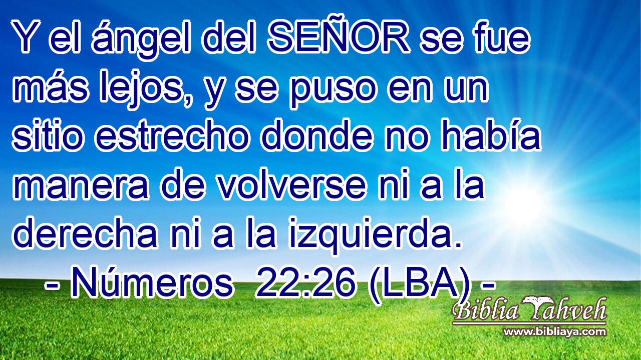 Y el ángel del SEÑOR se fue más lejos, y se puso en un sitio estrecho donde no había manera de volverse ni a la derecha ni a la izquierda.
