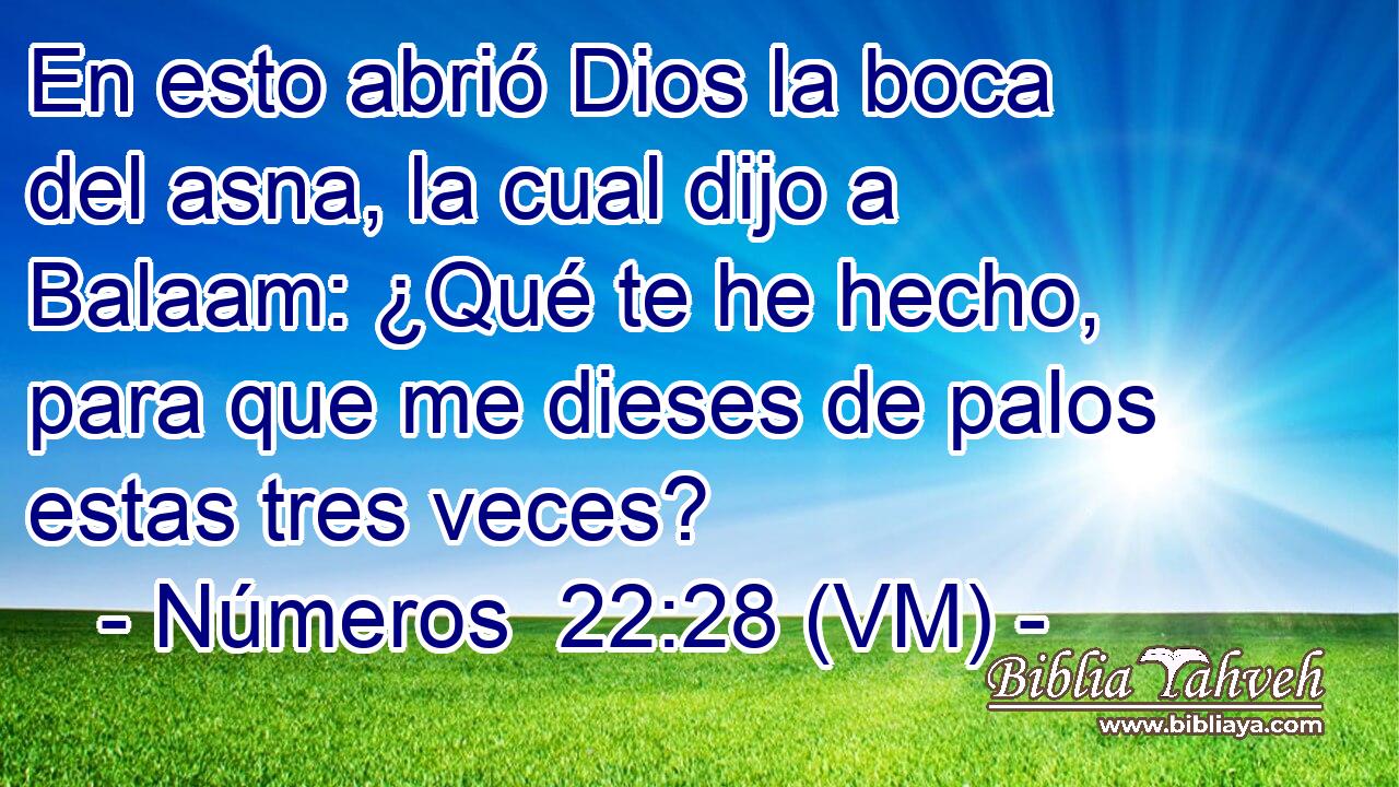  En esto abrió Dios la boca del asna, la cual dijo a Balaam: ¿Qué te he hecho, para que me dieses de palos estas tres veces? 