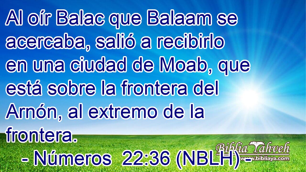  Al oír Balac que Balaam se acercaba, salió a recibirlo en una ciudad de Moab, que está sobre la frontera del Arnón, al extremo de la frontera. 