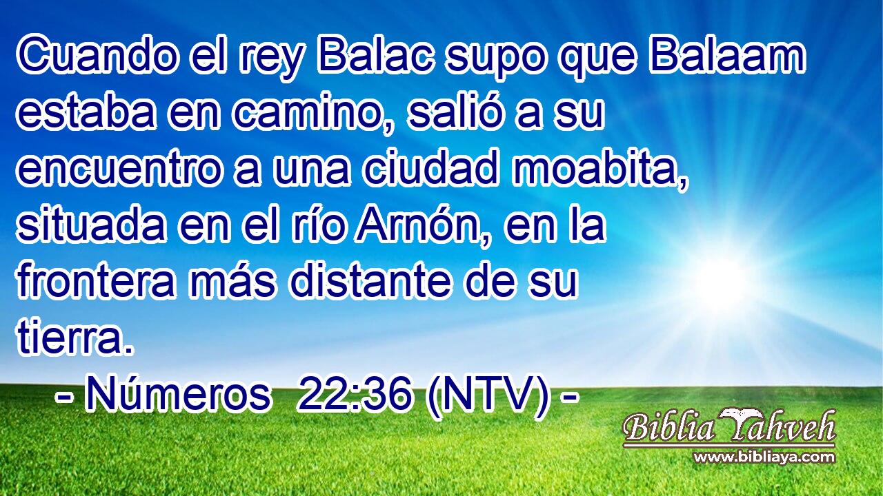 Cuando el rey Balac supo que Balaam estaba en camino, salió a su encuentro a una ciudad moabita, situada en el río Arnón, en la frontera más distante de su tierra.