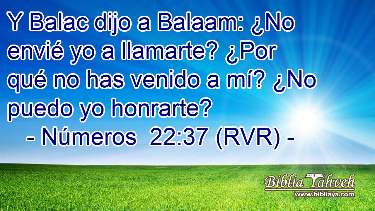 Y Balac dijo a Balaam: ¿No envié yo a llamarte? ¿Por qué no has venido a mí? ¿No puedo yo honrarte?