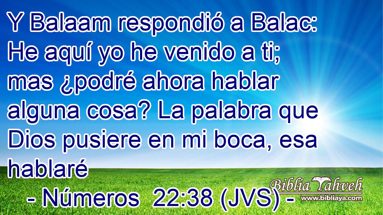 Y Balaam respondió a Balac: He aquí yo he venido a ti; mas ¿podré ahora hablar alguna cosa? La palabra que Dios pusiere en mi boca, esa hablaré