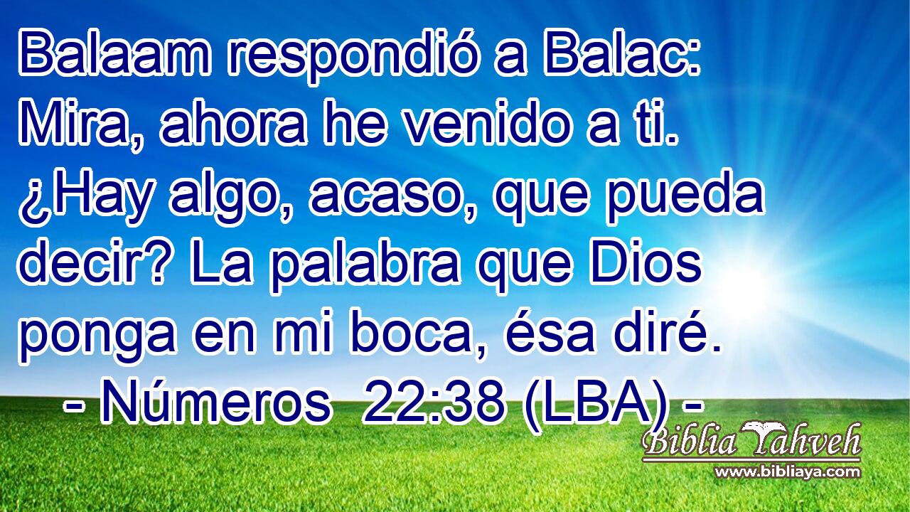 Balaam respondió a Balac: Mira, ahora he venido a ti. ¿Hay algo, acaso, que pueda decir? La palabra que Dios ponga en mi boca, ésa diré.