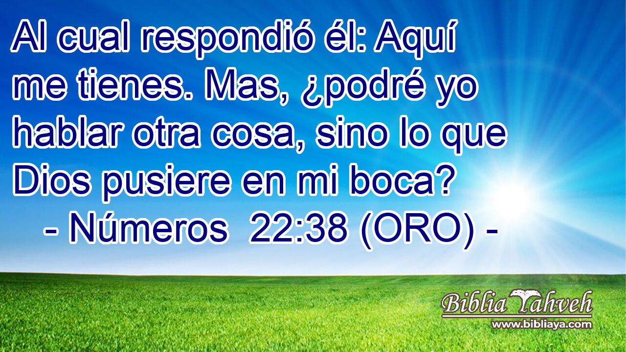  Al cual respondió él: Aquí me tienes. Mas, ¿podré yo hablar otra cosa, sino lo que Dios pusiere en mi boca? 