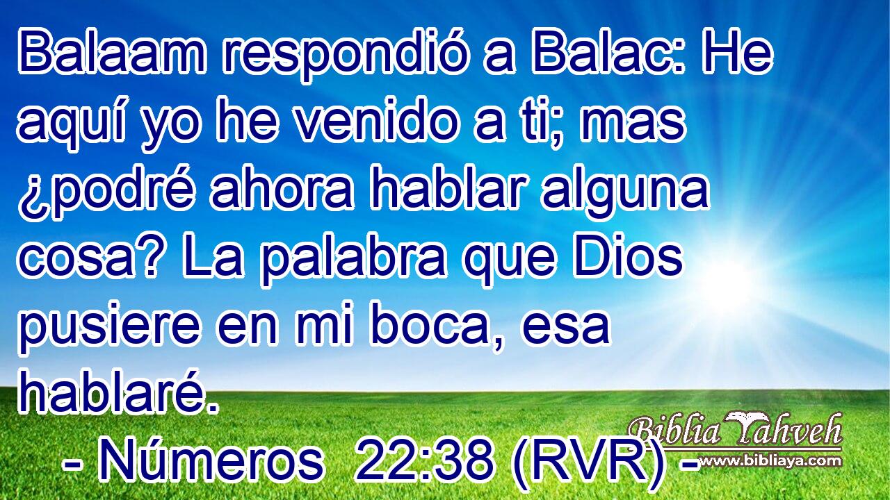 Balaam respondió a Balac: He aquí yo he venido a ti; mas ¿podré ahora hablar alguna cosa? La palabra que Dios pusiere en mi boca, esa hablaré.