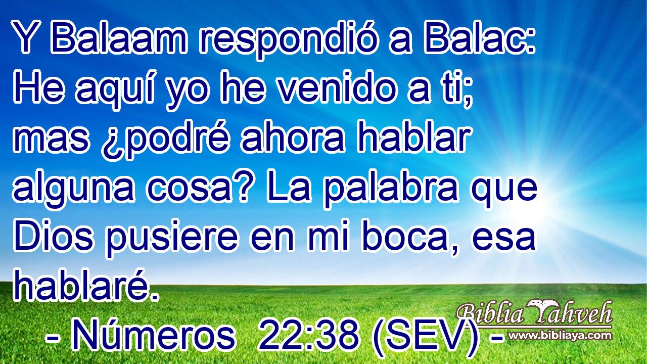 Y Balaam respondió a Balac: He aquí yo he venido a ti; mas ¿podré ahora hablar alguna cosa? La palabra que Dios pusiere en mi boca, esa hablaré.