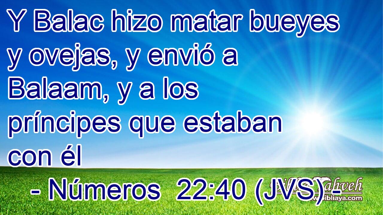 Y Balac hizo matar bueyes y ovejas, y envió a Balaam, y a los príncipes que estaban con él