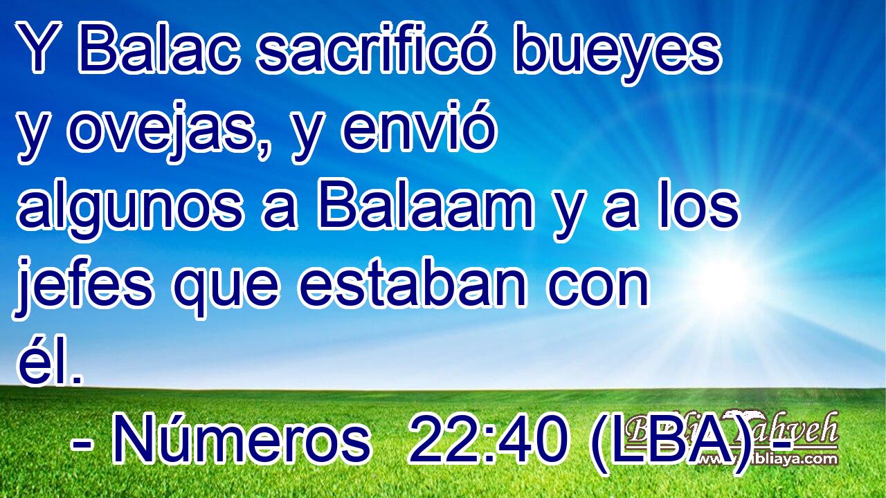 Y Balac sacrificó bueyes y ovejas, y envió algunos a Balaam y a los jefes que estaban con él.