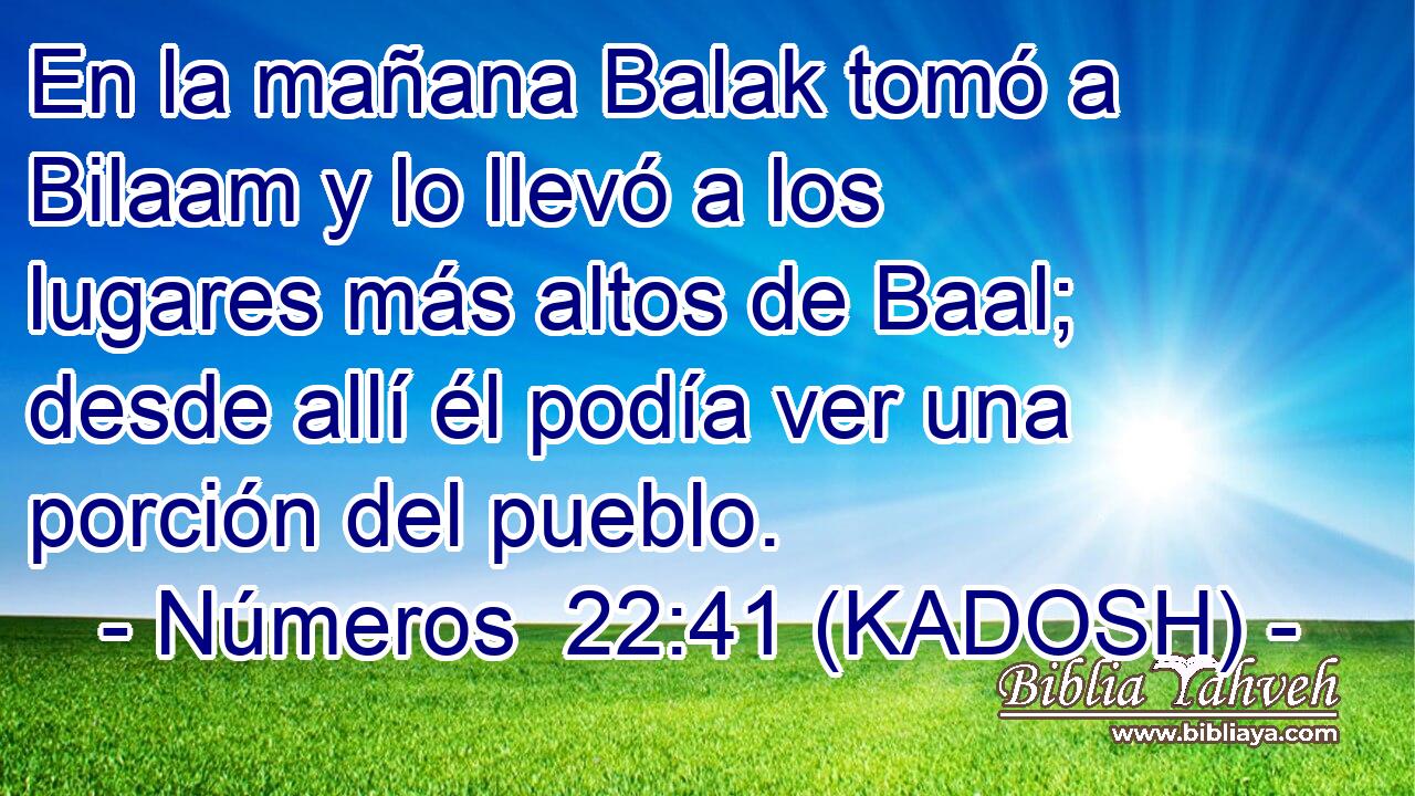  En la mañana Balak tomó a Bilaam y lo llevó a los lugares más altos de Baal; desde allí él podía ver una porción del pueblo. 