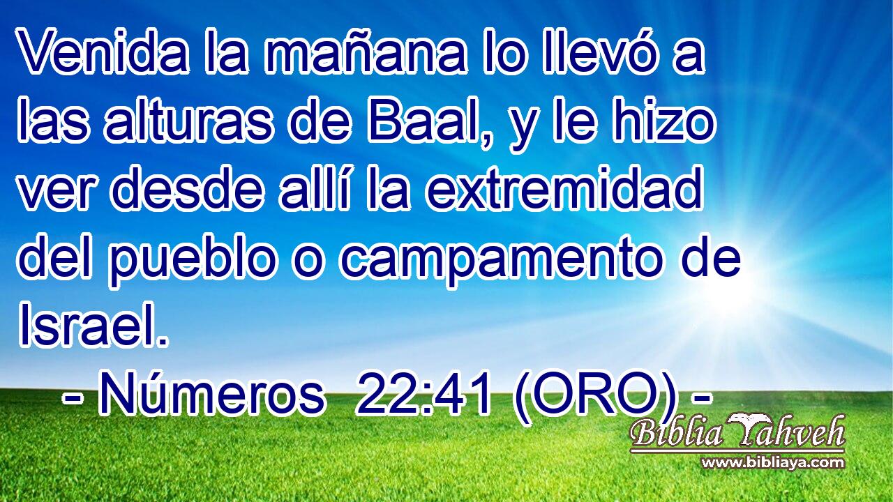  Venida la mañana lo llevó a las alturas de Baal, y le hizo ver desde allí la extremidad del pueblo o campamento de Israel. 