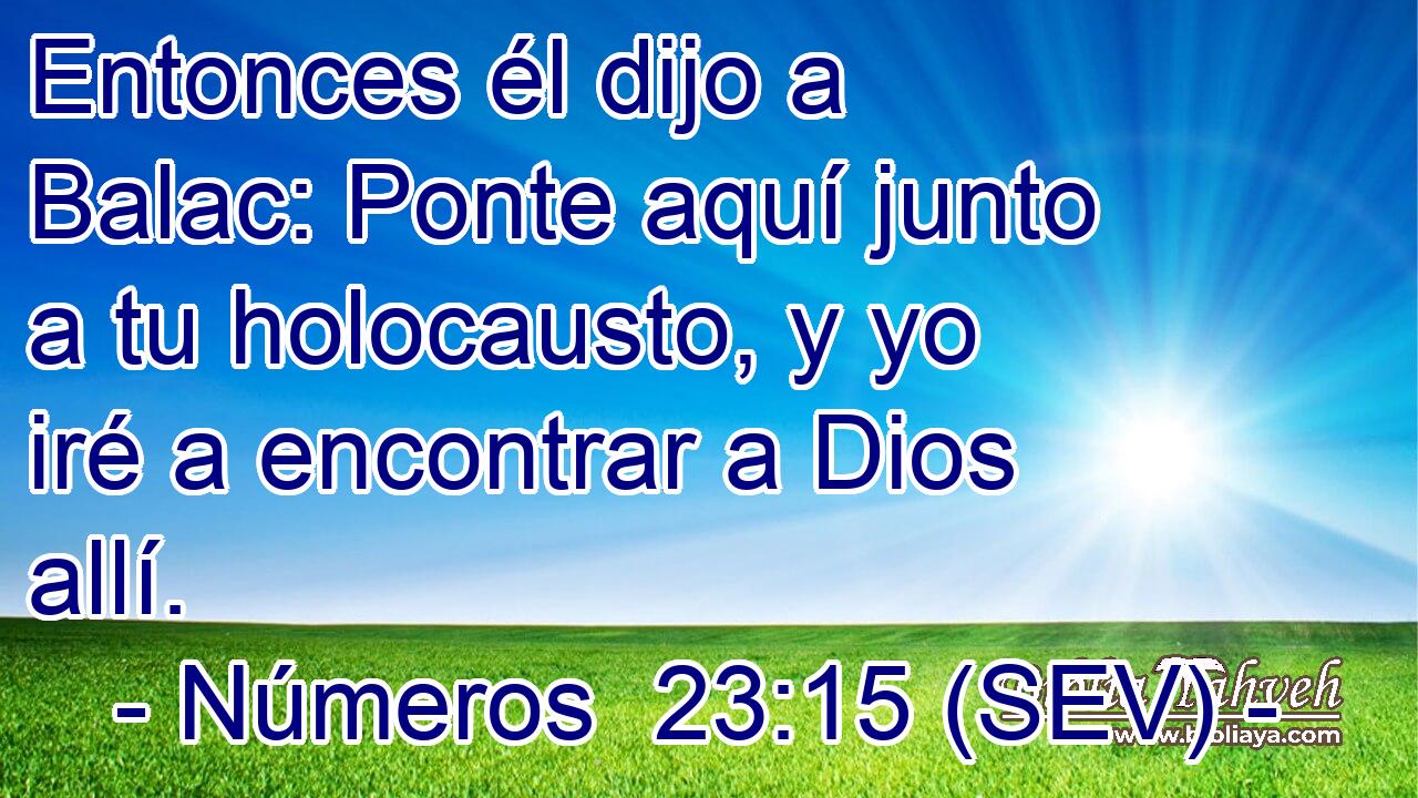 Entonces él dijo a Balac: Ponte aquí junto a tu holocausto, y yo iré a encontrar a Dios allí.