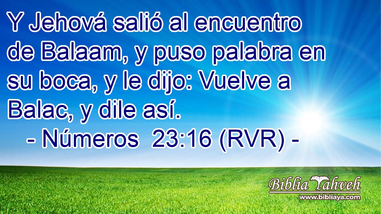 Y Jehová salió al encuentro de Balaam, y puso palabra en su boca, y le dijo: Vuelve a Balac, y dile así.