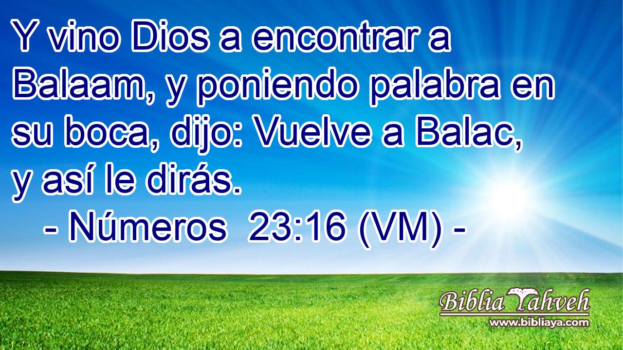  Y vino Dios a encontrar a Balaam, y poniendo palabra en su boca, dijo: Vuelve a Balac, y así le dirás. 