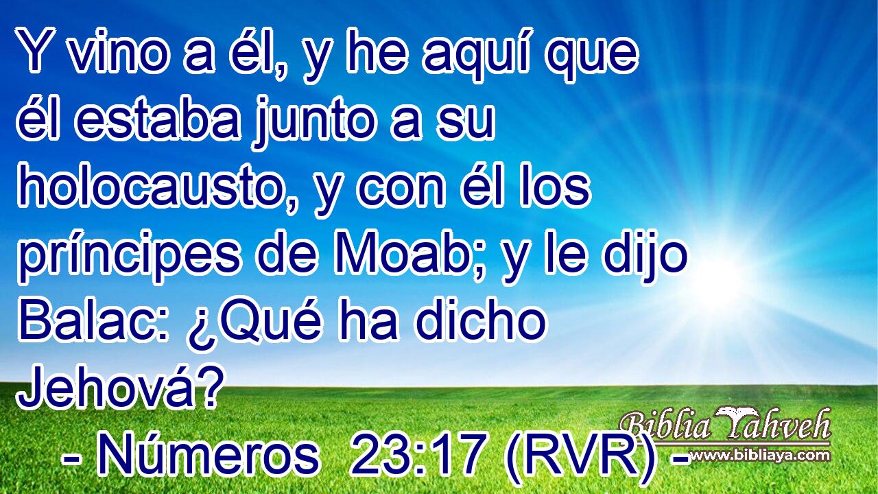 Y vino a él, y he aquí que él estaba junto a su holocausto, y con él los príncipes de Moab; y le dijo Balac: ¿Qué ha dicho Jehová?