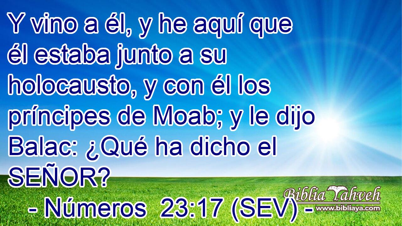 Y vino a él, y he aquí que él estaba junto a su holocausto, y con él los príncipes de Moab; y le dijo Balac: ¿Qué ha dicho el SEÑOR?