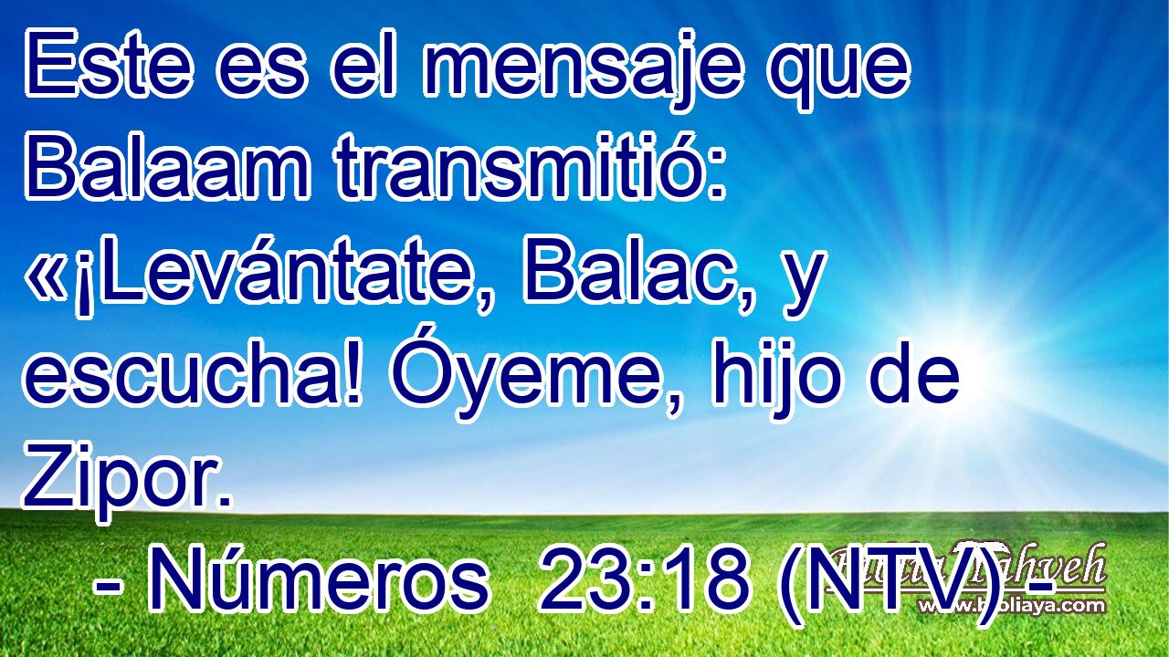 Este es el mensaje que Balaam transmitió: «¡Levántate, Balac, y escucha! Óyeme, hijo de Zipor.