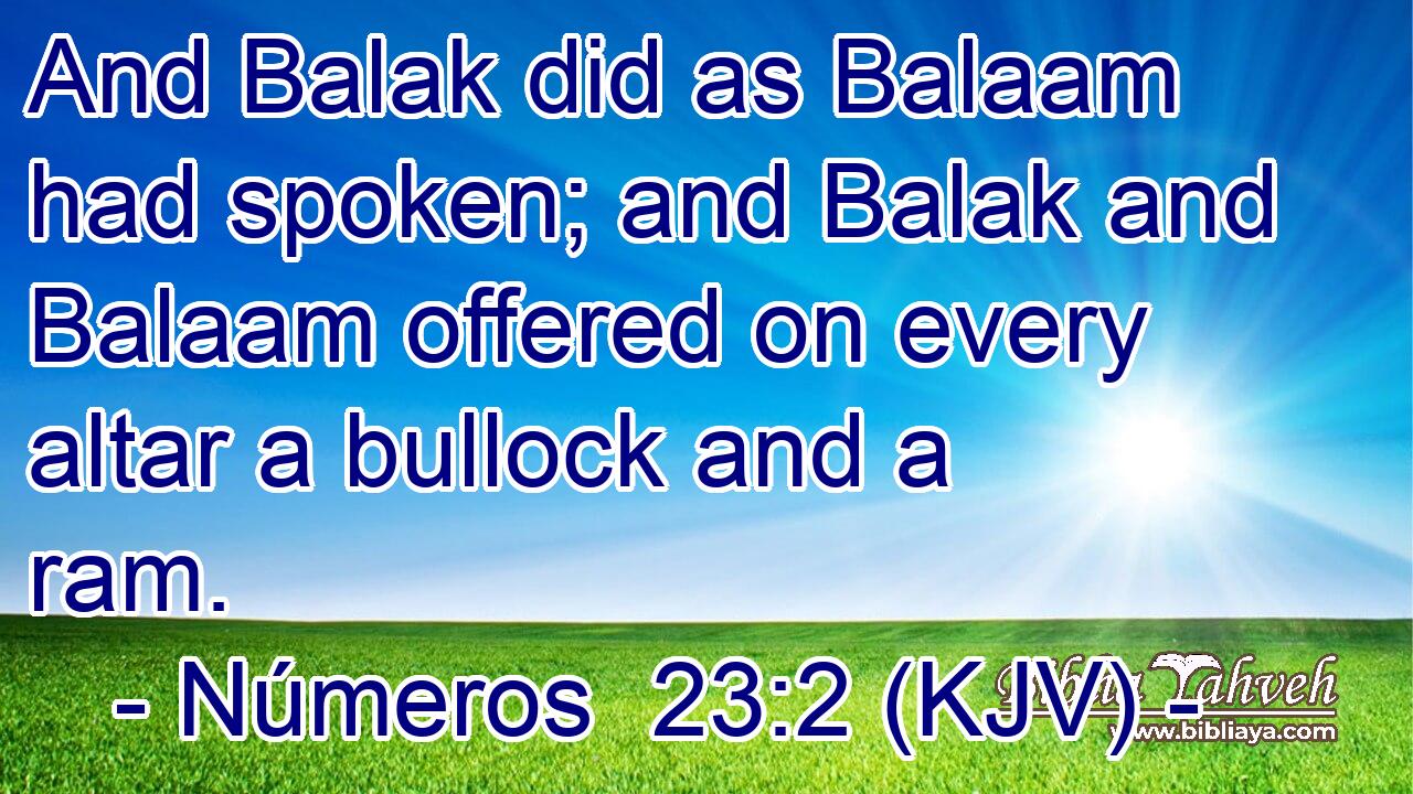 And Balak did as Balaam had spoken; and Balak and Balaam offered on every altar a bullock and a ram.
