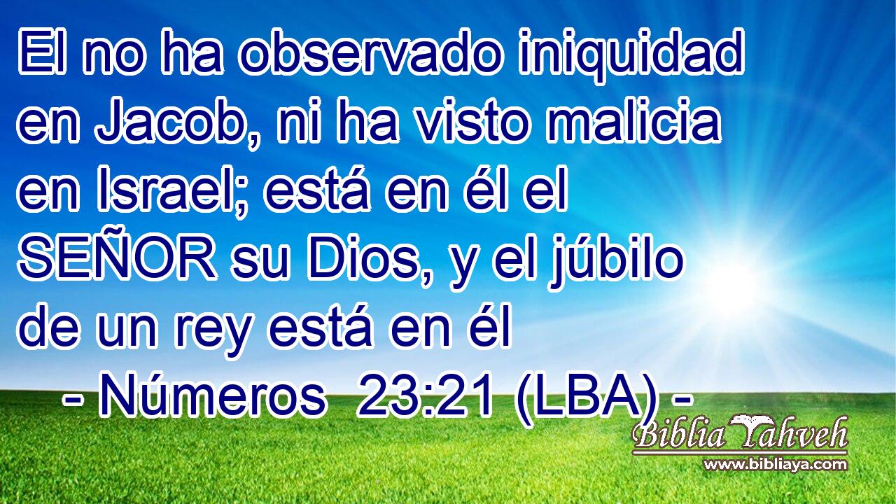 El no ha observado iniquidad en Jacob, ni ha visto malicia en Israel; está en él el SEÑOR su Dios, y el júbilo de un rey está en él