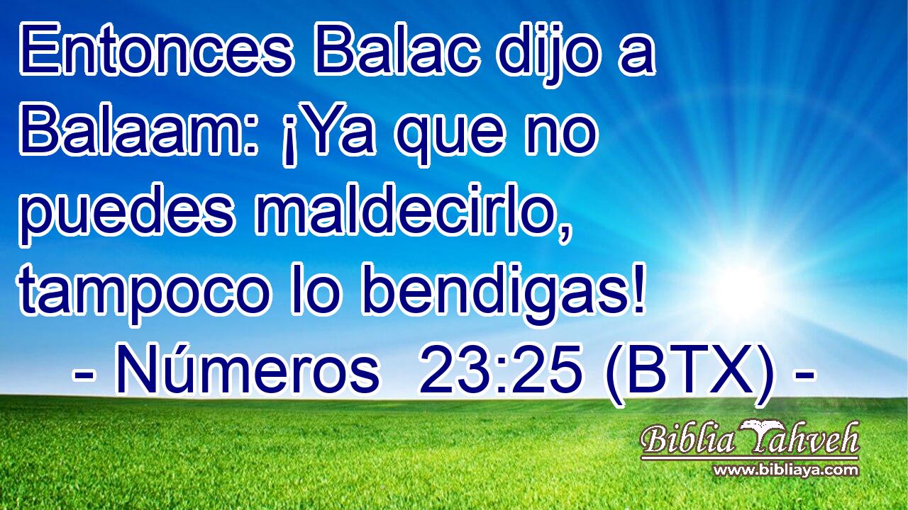 Entonces Balac dijo a Balaam: ¡Ya que no puedes maldecirlo, tampoco lo bendigas!