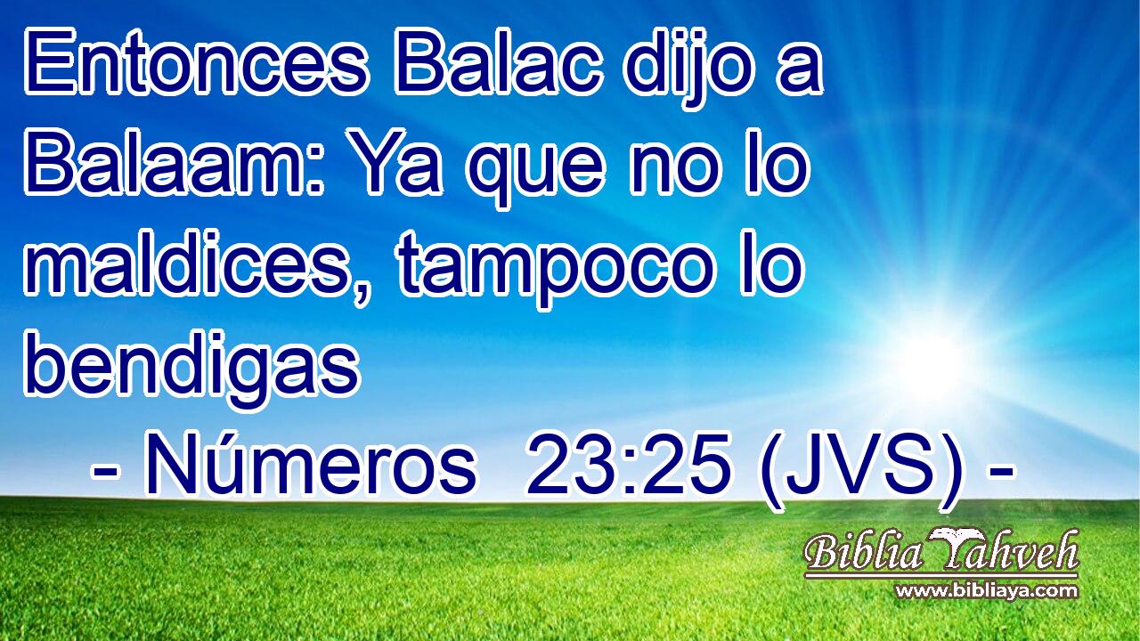 Entonces Balac dijo a Balaam: Ya que no lo maldices, tampoco lo bendigas