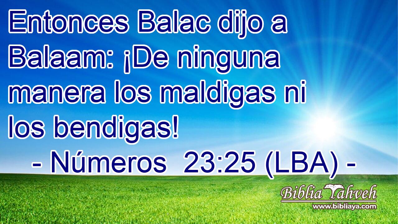 Entonces Balac dijo a Balaam: ¡De ninguna manera los maldigas ni los bendigas!