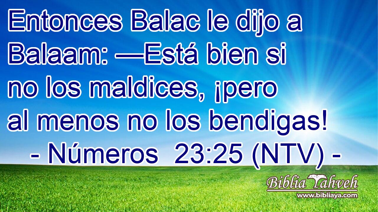 Entonces Balac le dijo a Balaam: —Está bien si no los maldices, ¡pero al menos no los bendigas!
