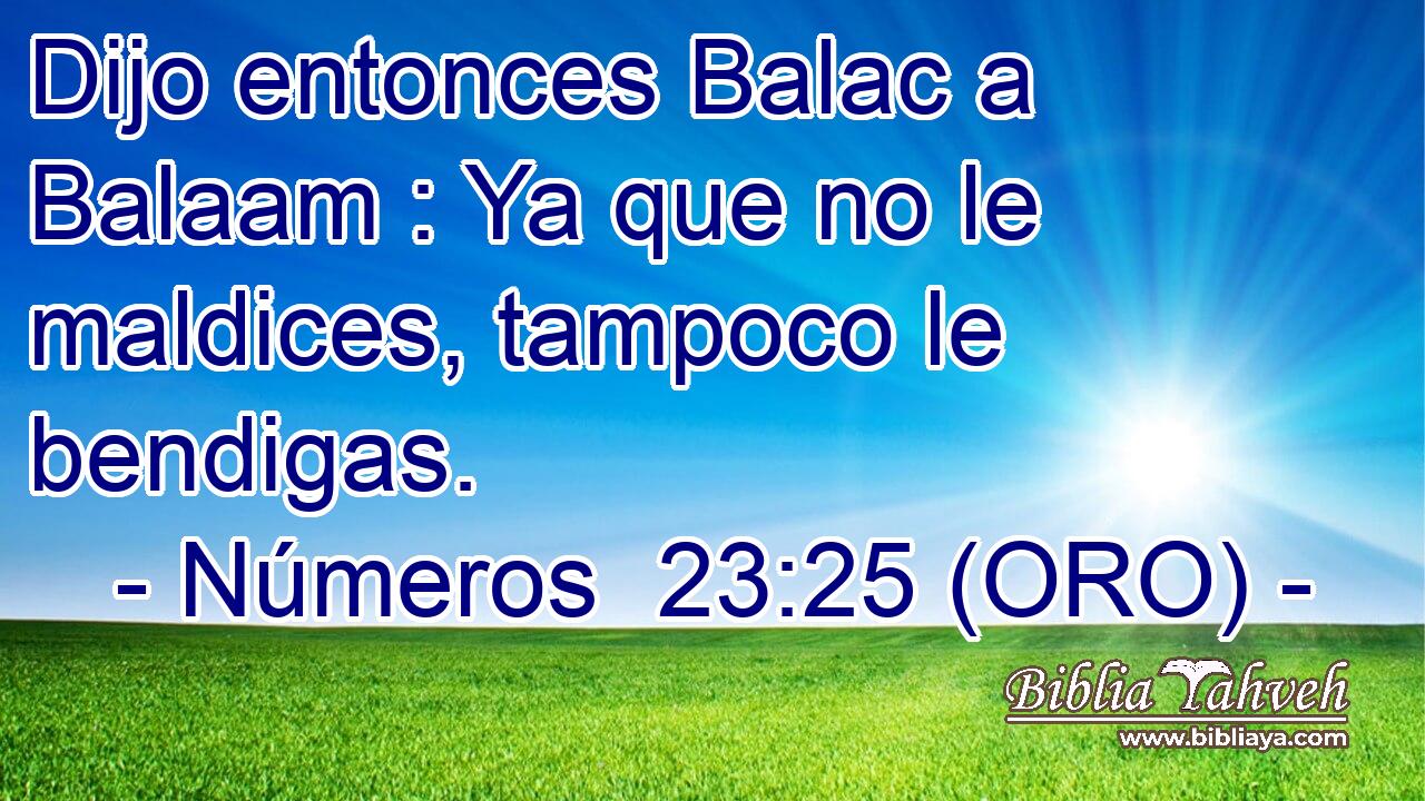  Dijo entonces Balac a Balaam : Ya que no le maldices, tampoco le bendigas. 