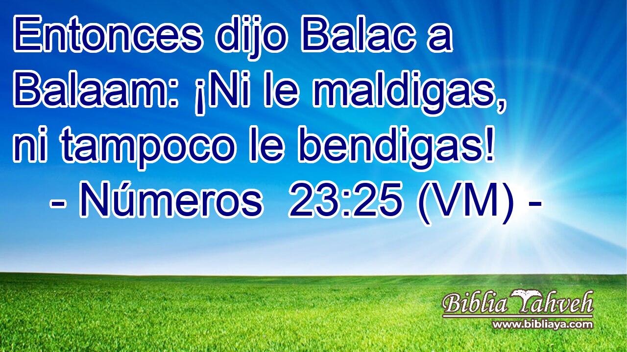  Entonces dijo Balac a Balaam: ¡Ni le maldigas, ni tampoco le bendigas! 
