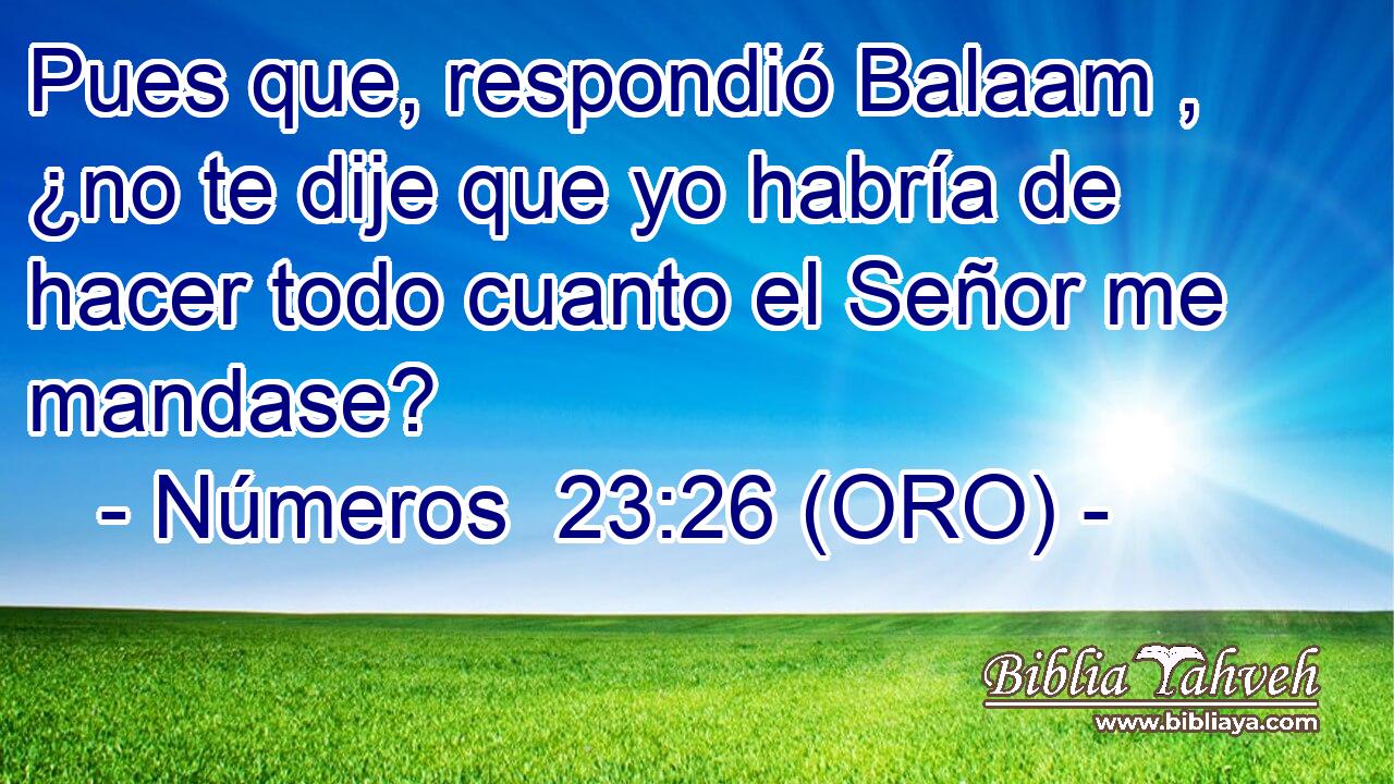  Pues que, respondió Balaam , ¿no te dije que yo habría de hacer todo cuanto el Señor me mandase? 