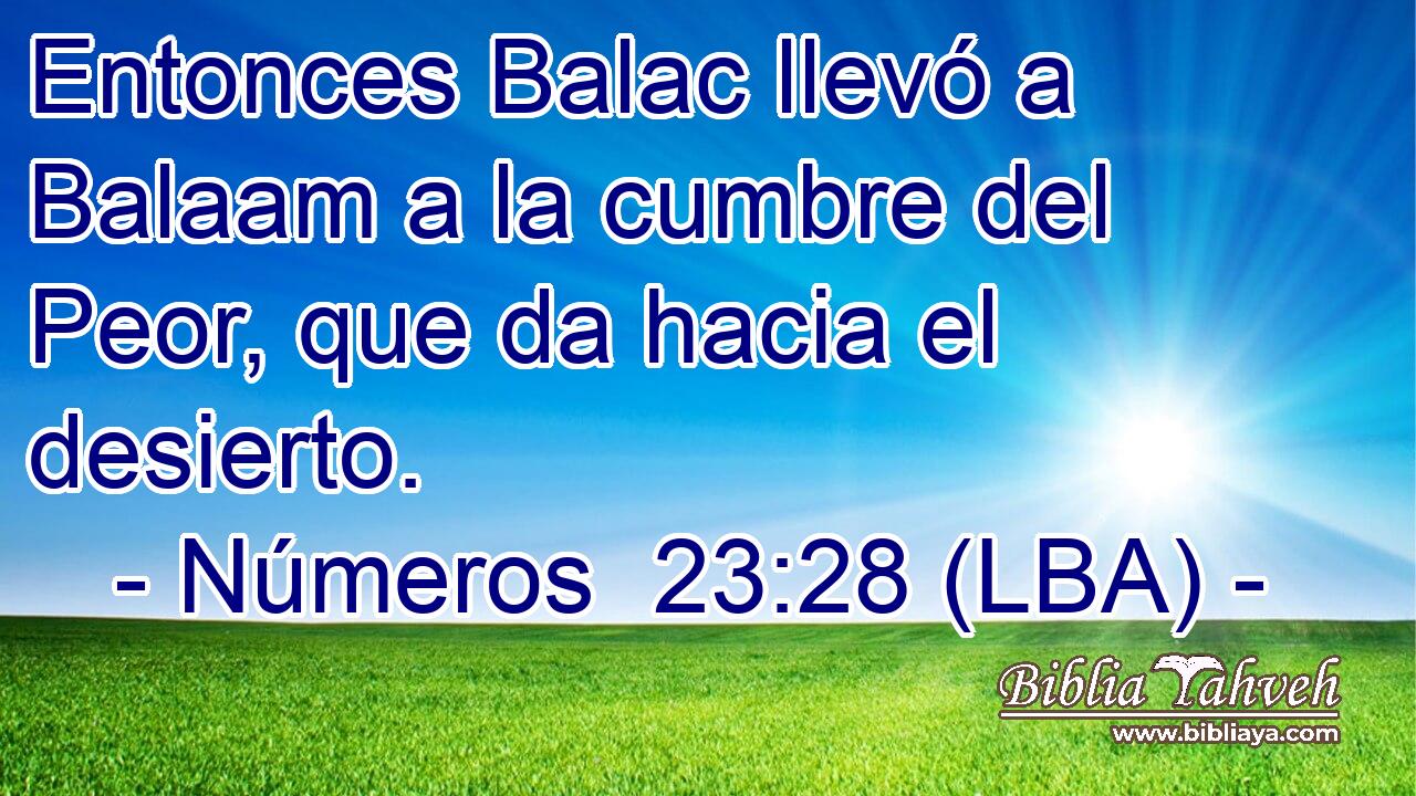 Entonces Balac llevó a Balaam a la cumbre del Peor, que da hacia el desierto.