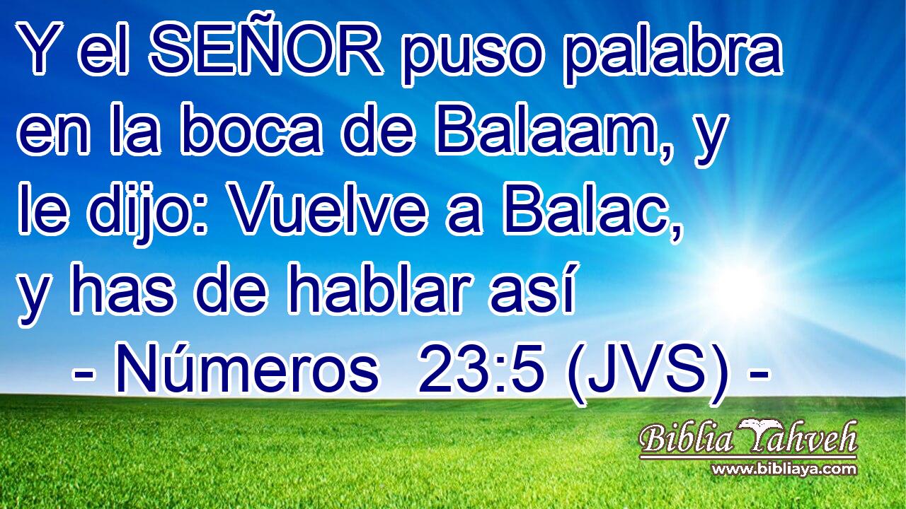 Y el SEÑOR puso palabra en la boca de Balaam, y le dijo: Vuelve a Balac, y has de hablar así