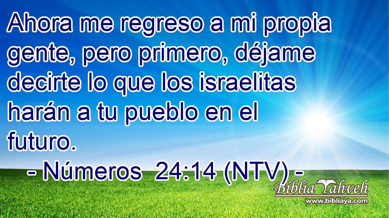 Ahora me regreso a mi propia gente, pero primero, déjame decirte lo que los israelitas harán a tu pueblo en el futuro.